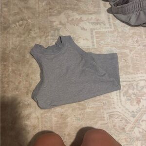 Gray Ribbed Sleeveless Top